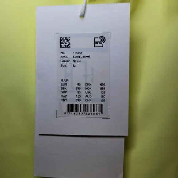 NWT RAINS Waterproof Long Snap Front Rain Jacket Straw M - Picture 13 of 16